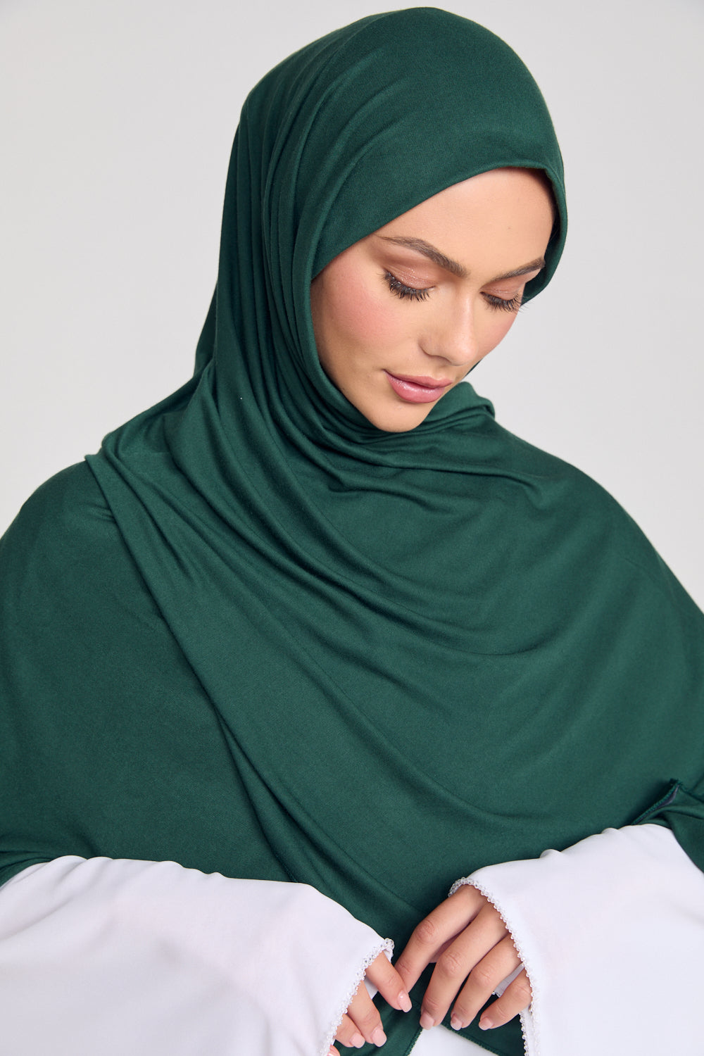 Soft Jersey Orna & Hijab for Women Deep green