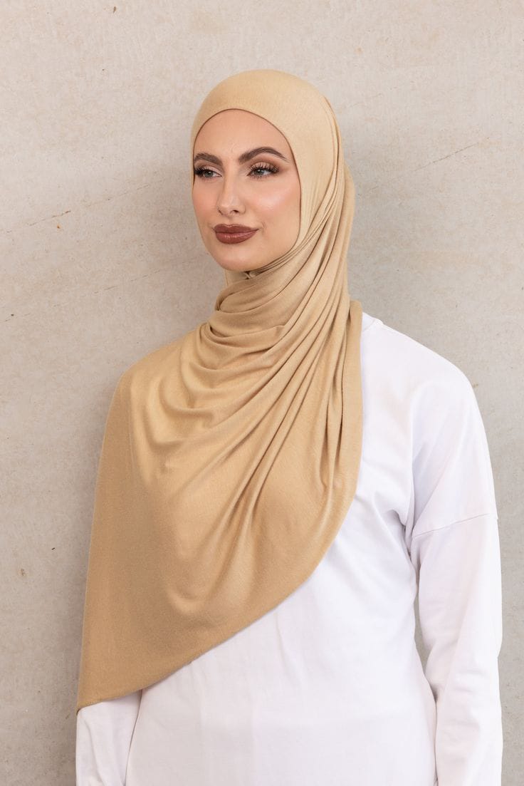 Soft Jersey Orna & Hijab for Women Beige