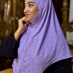 Chikan Embroidery Instant Hijab for Women Lavender
