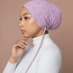Chikan Embroidery Inner Cap Lavender